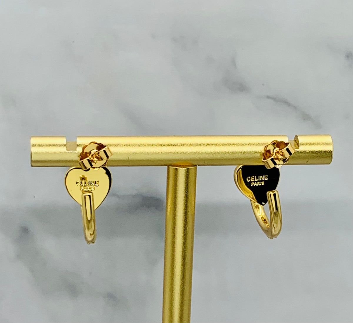 CELINE Black Heart Hoop Earrings - Pre owned