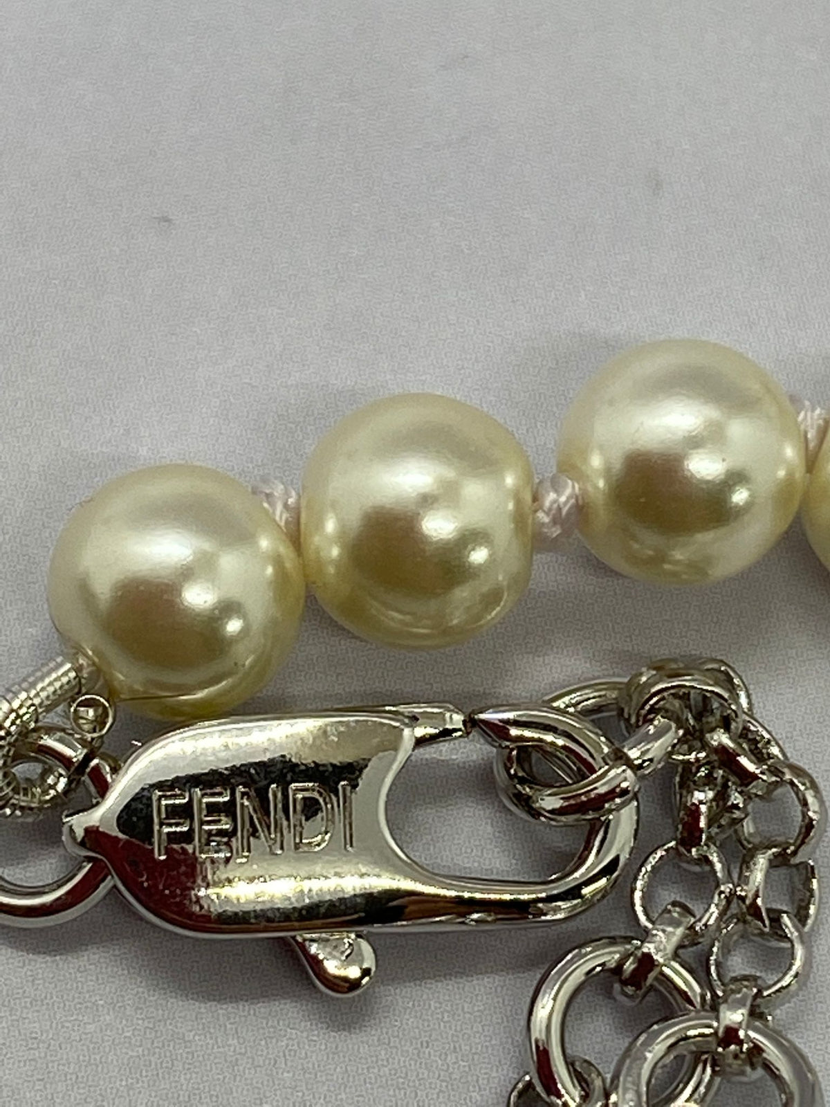 FENDI FF Faux Pearl Monogram Necklace - Pre owned