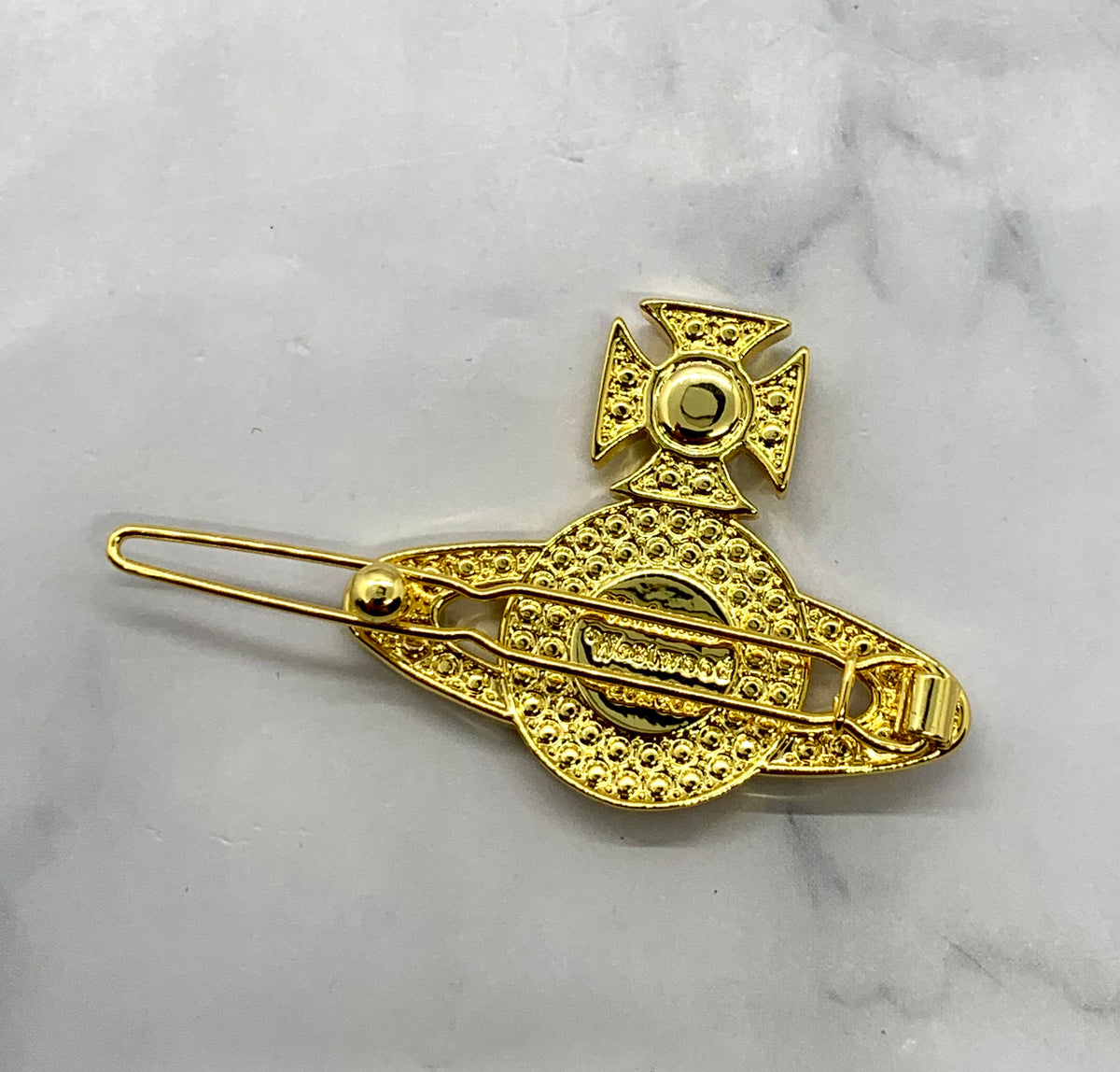 VIVIENNE WESTWOOD Ord Gold Rhinestone Hair Clip - Pre owned