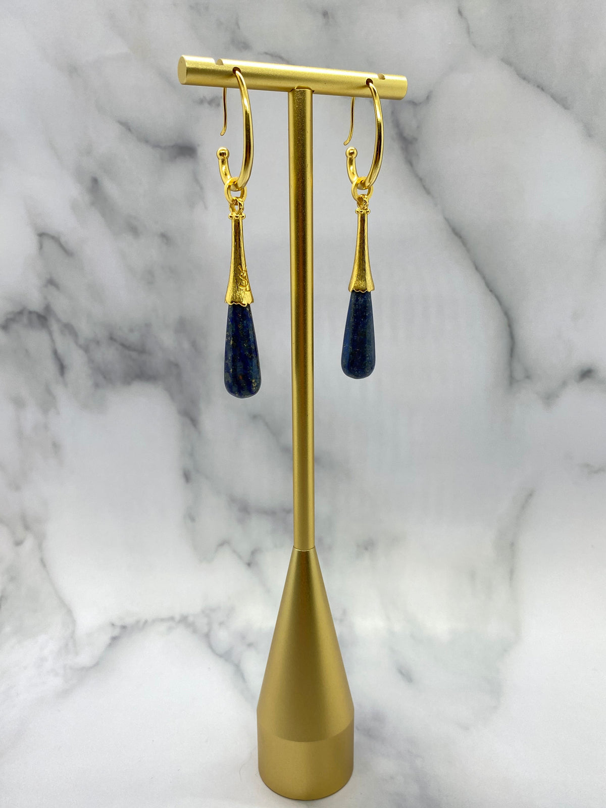 YSL Yves Saint Laurent Lapis Lazuli Pendant Earrings - Pre owned