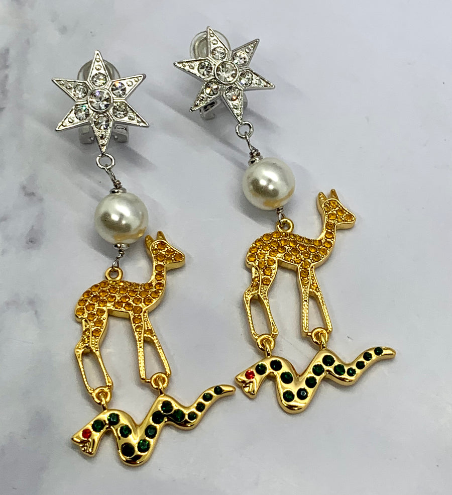 MIU MIU Rhinestone Pendant Earrings - Pre owned