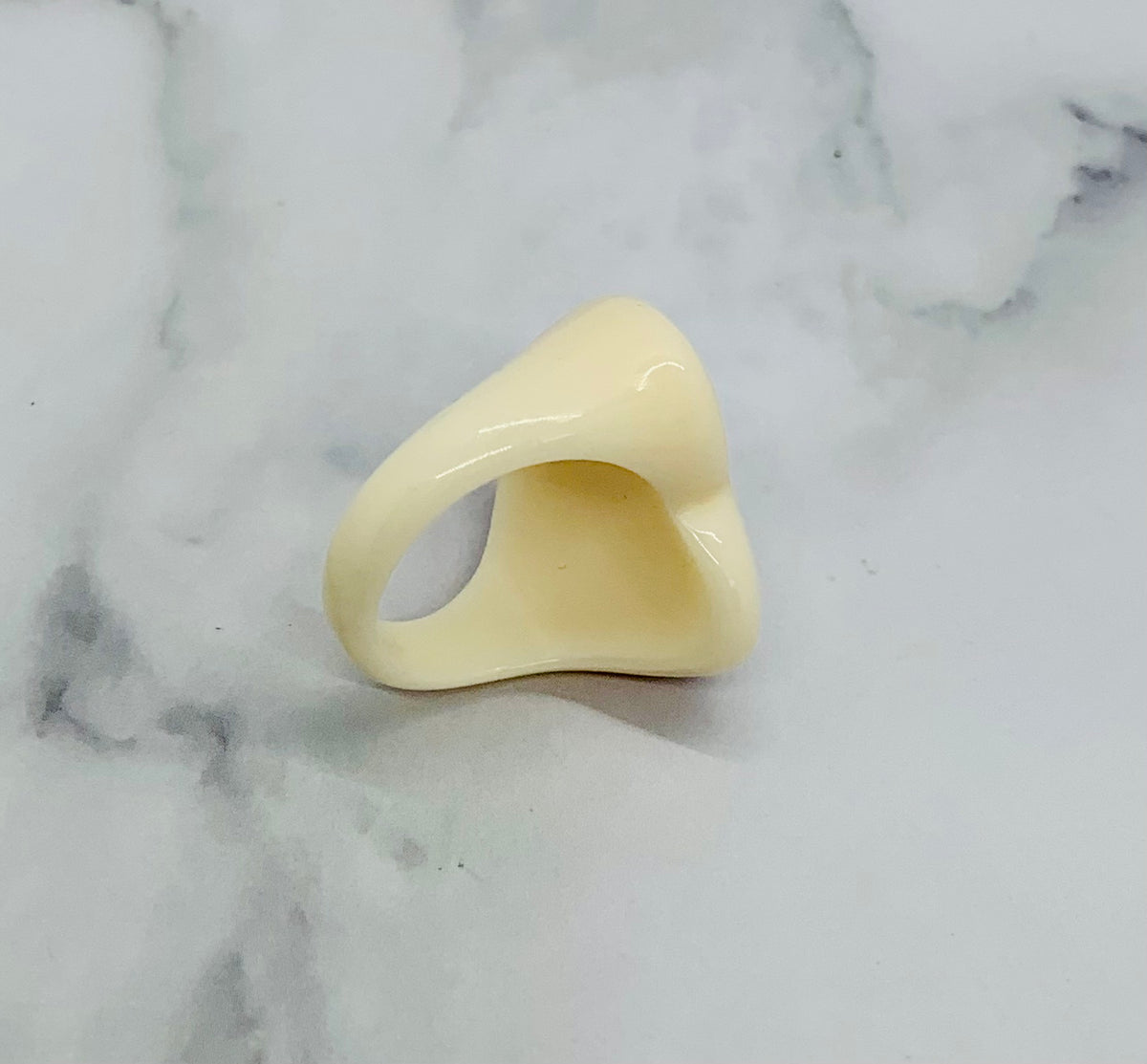 CELINE Monogram Acrylic White Heart Ring Size 7 M - Pre owned