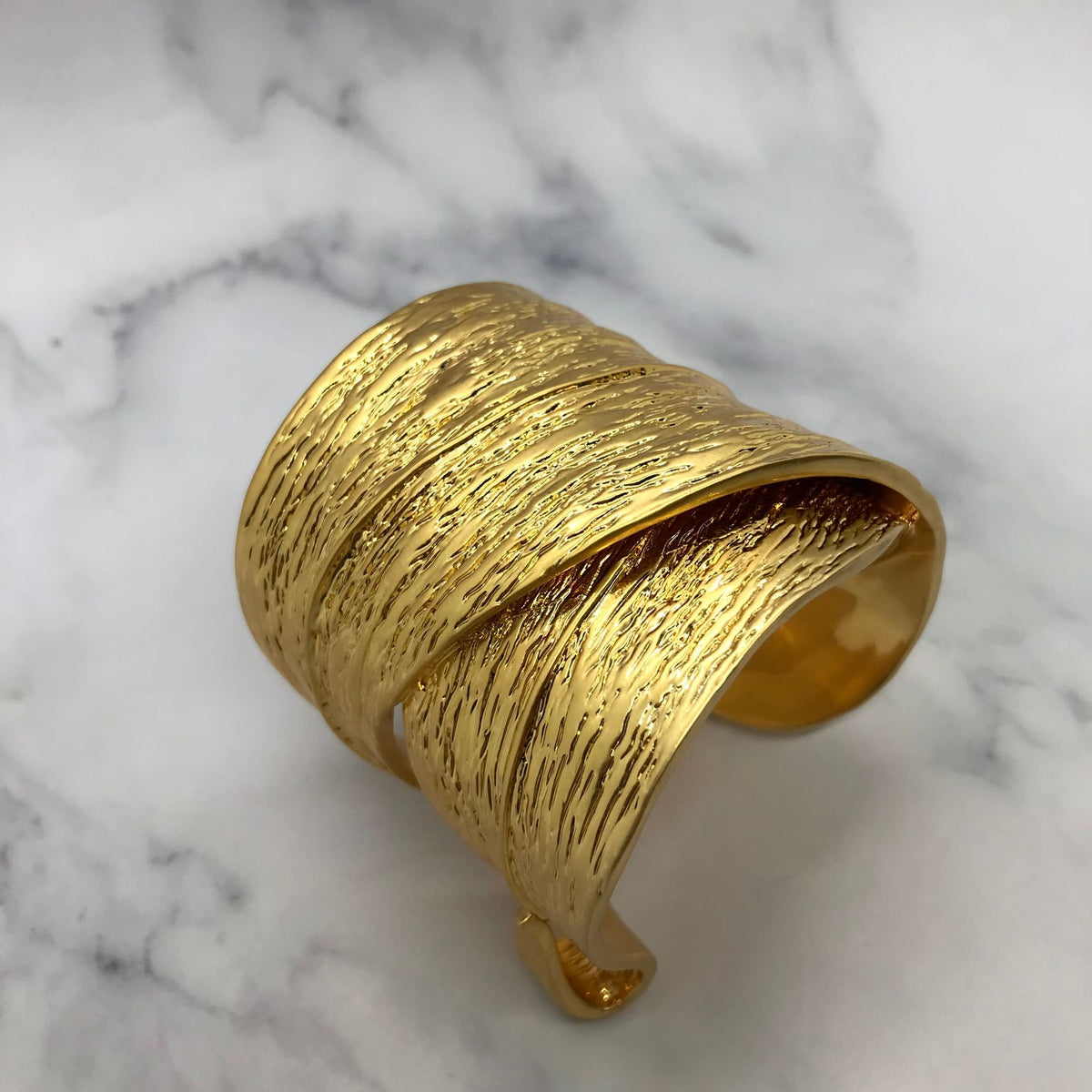 YSL YVES SAINT LAURENT Gold Tone Cuff Bracelet - Pre owned