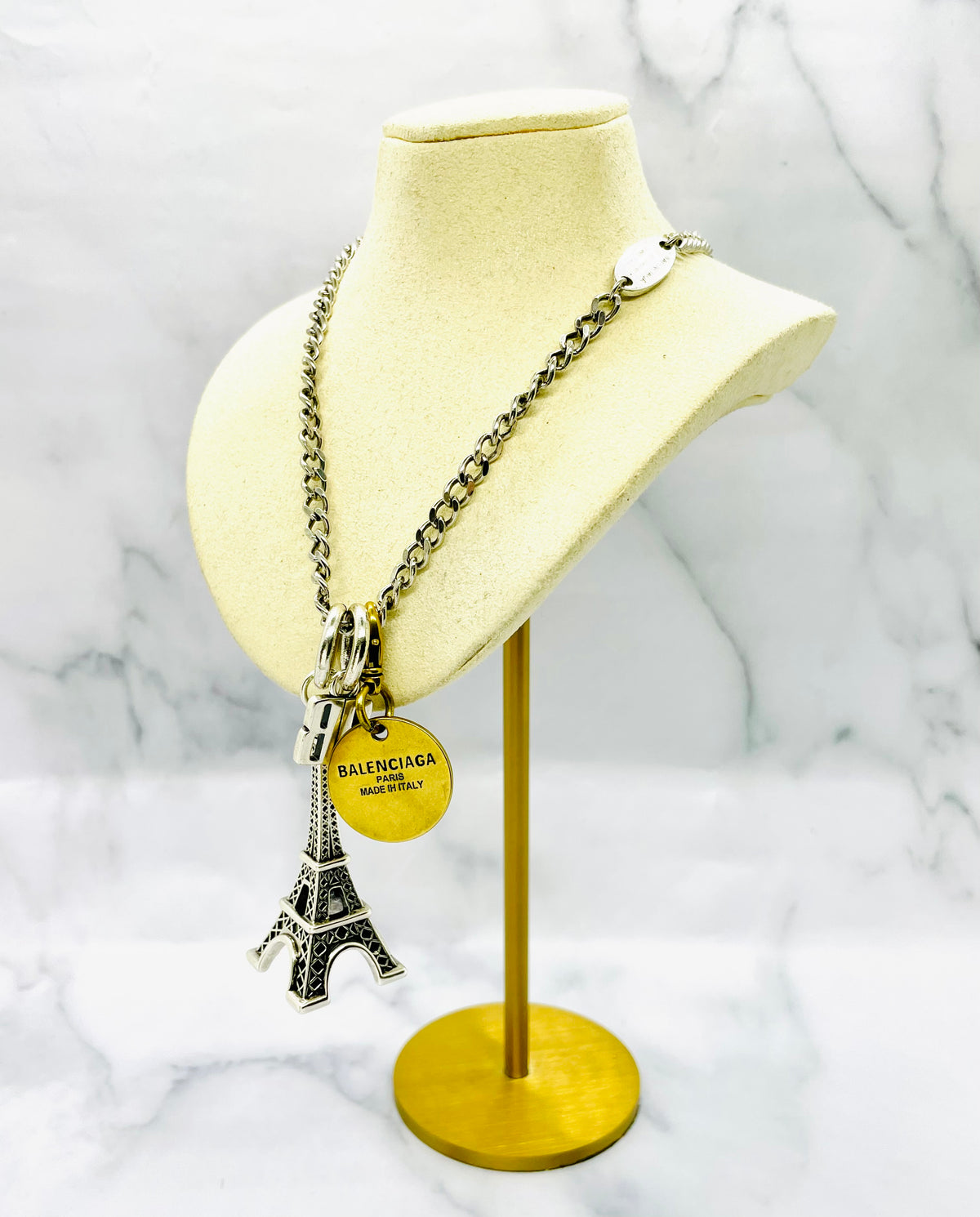 BALENCIAGA Paris Eiffel Towel Charm Necklace - Pre owned