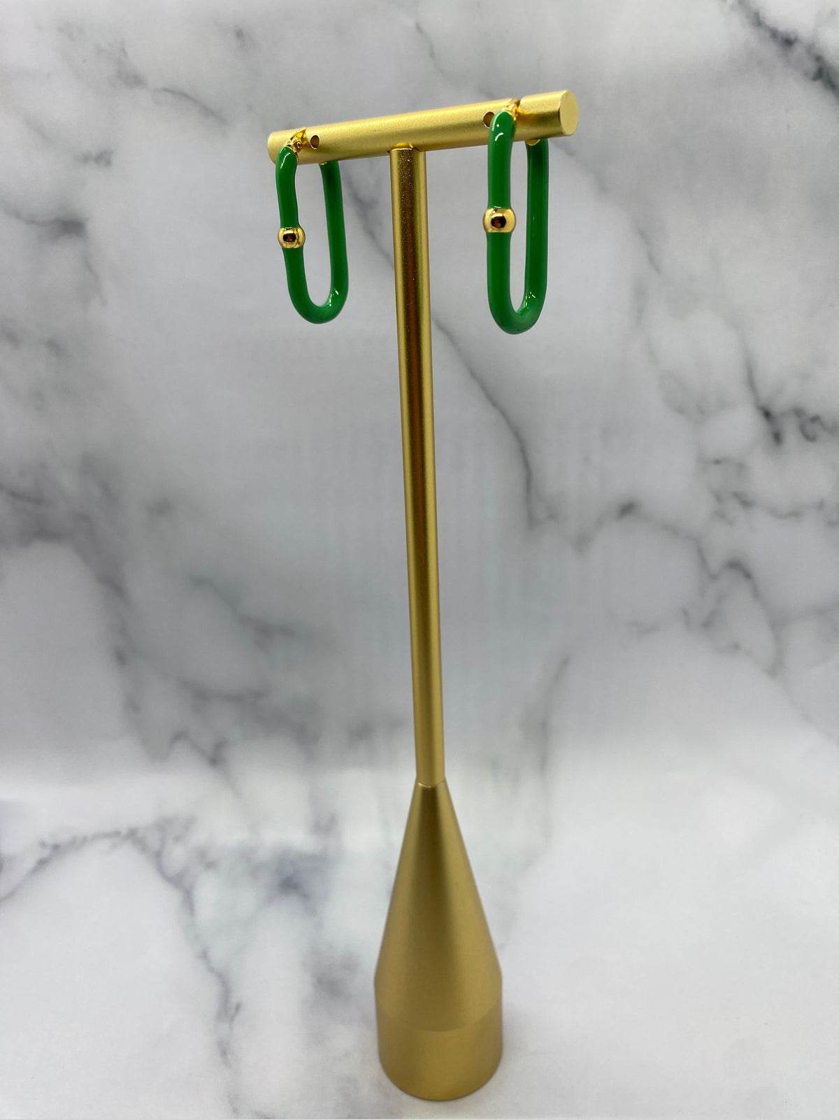 BOTTEGA VENETA Green & Gold Tone Hoop Earrings - Pre owned