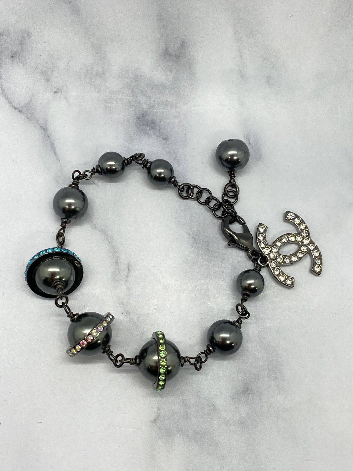 CHANEL CC Rhinestone Planet Bracelet - Pre owned