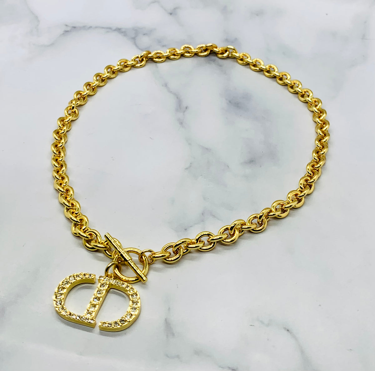 CHRISTIAN DIOR CD Rhinestone Necklace - Pre owned