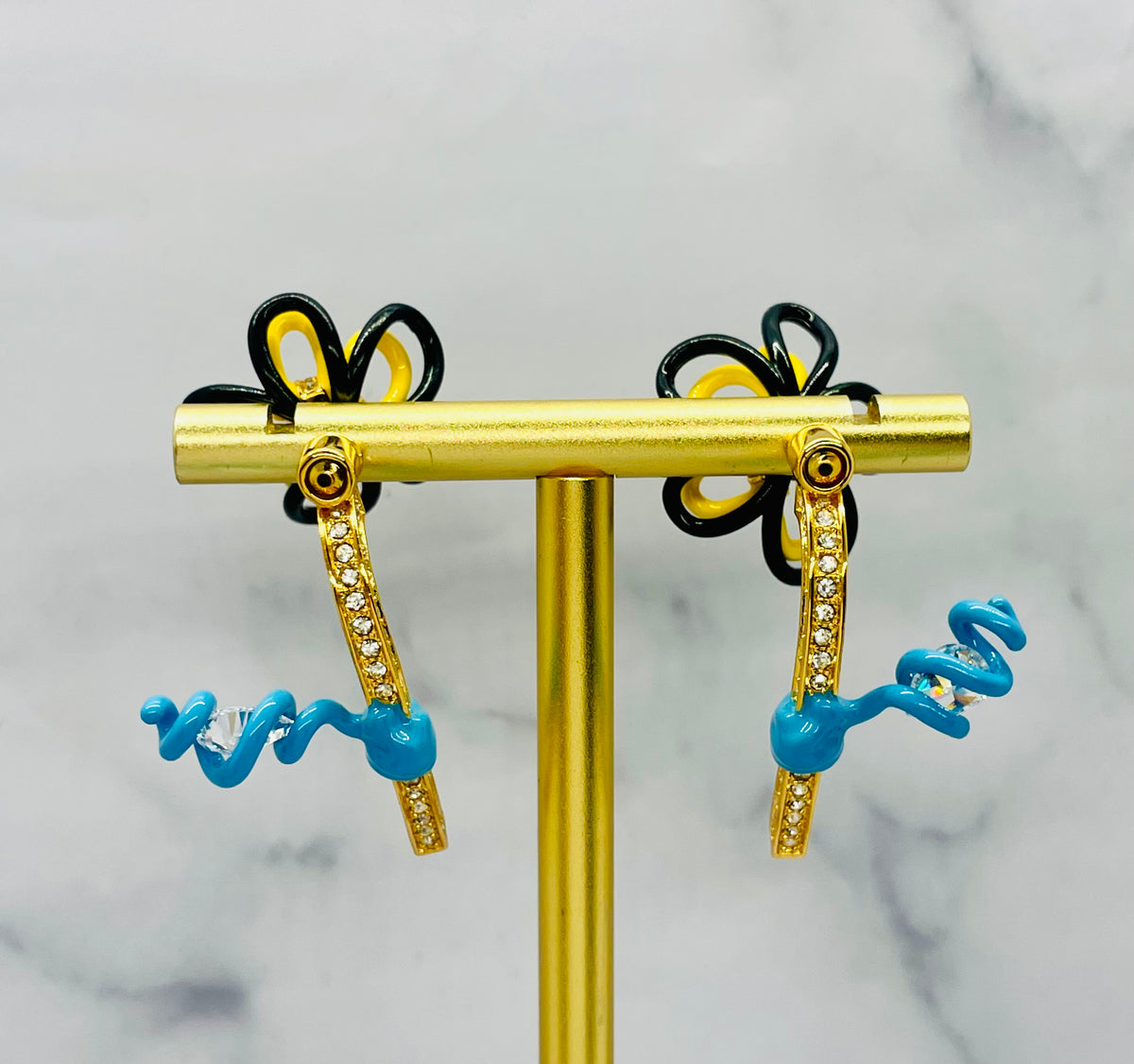 BOTTEGA VENETTA Floral Rhinestone Earrings - Pre owned