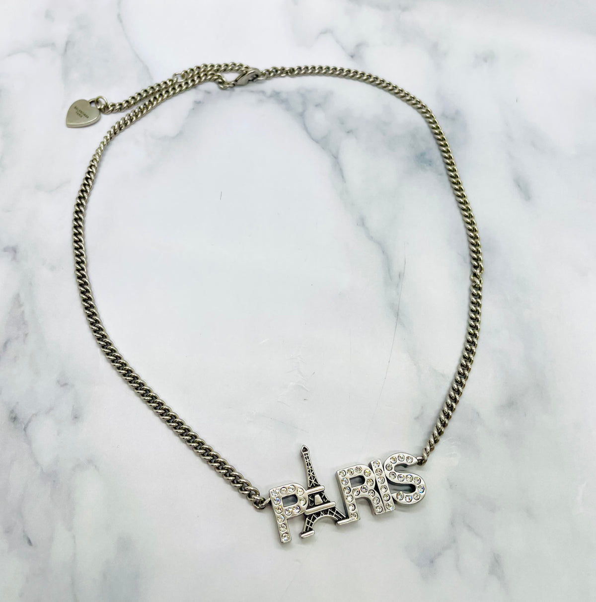 BALENCIAGA Paris Eiffel Tower Rhinestone Necklace - Pre owned