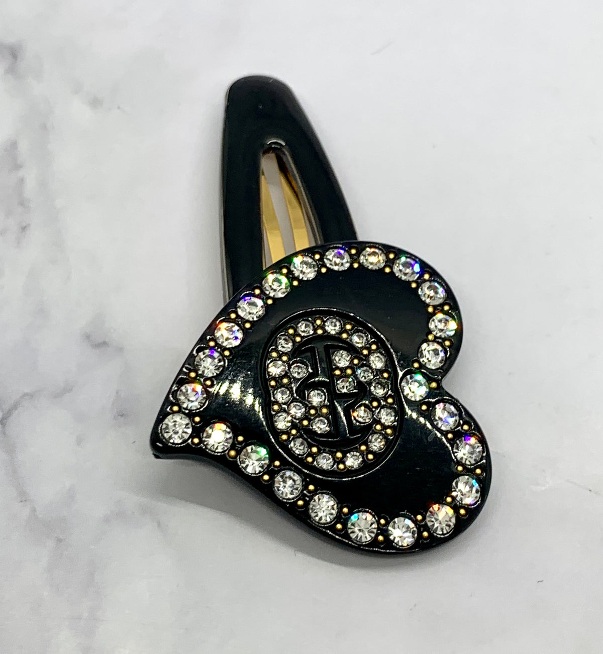 GUCCI Heart Rhinestone Hair Clip - Pre owned