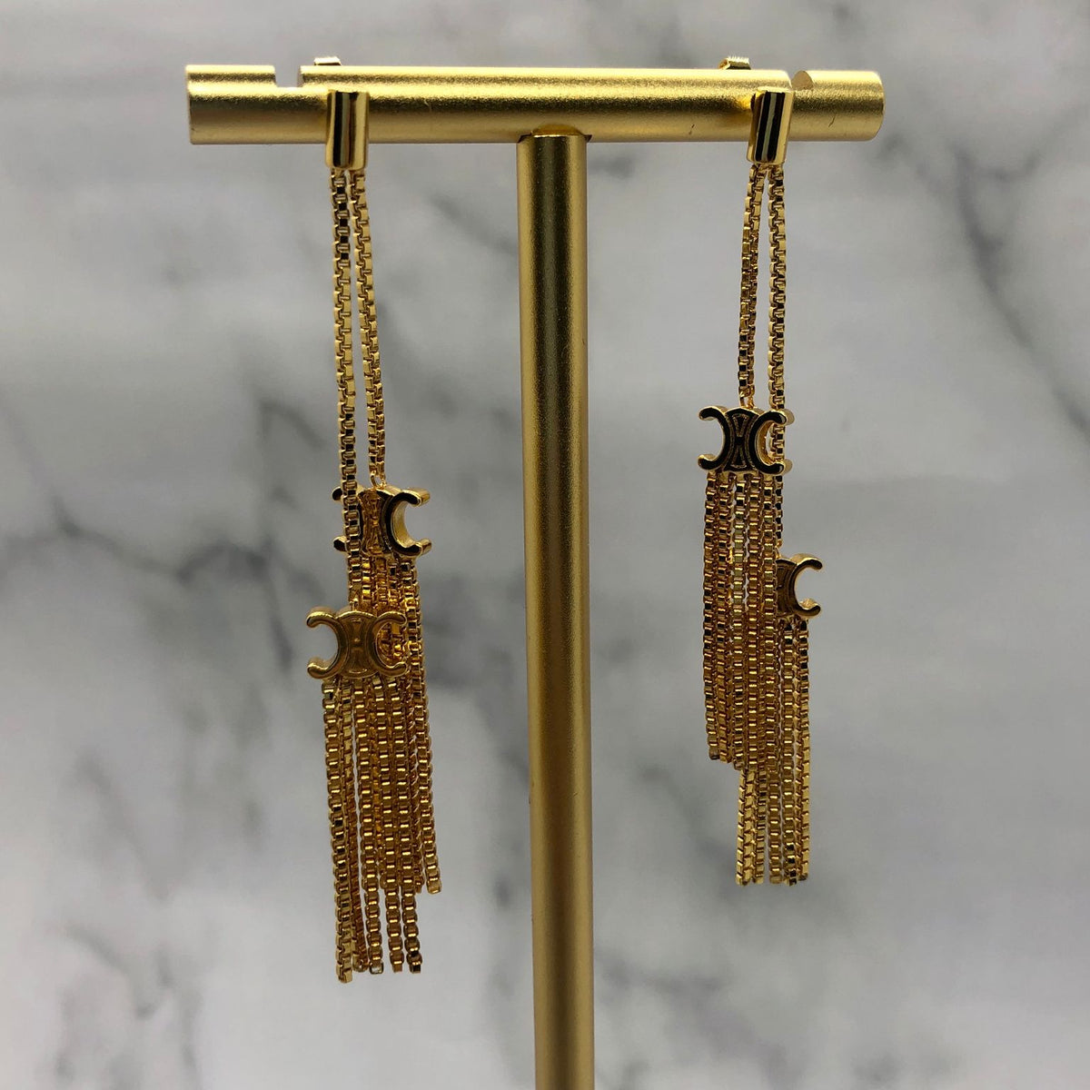 CELINE Monogram Tassel Earrings - Pre owned