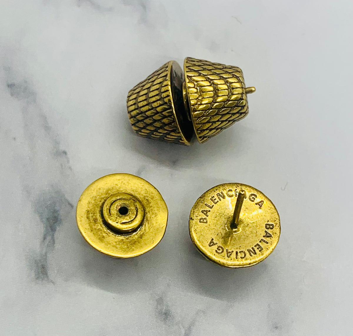 BALENCIAGA Brass Cagole Stud Earrings - Pre owned
