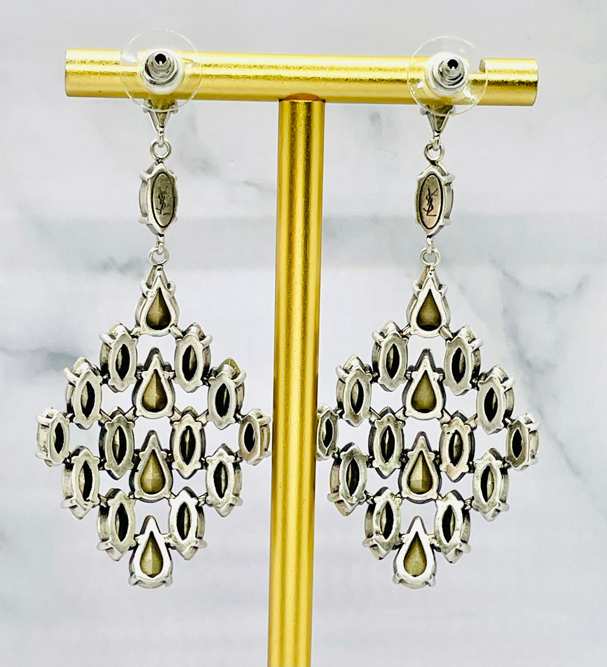 YSL YVES SAINT LAURENT Rhinestone Pendant Earrings - Pre owned
