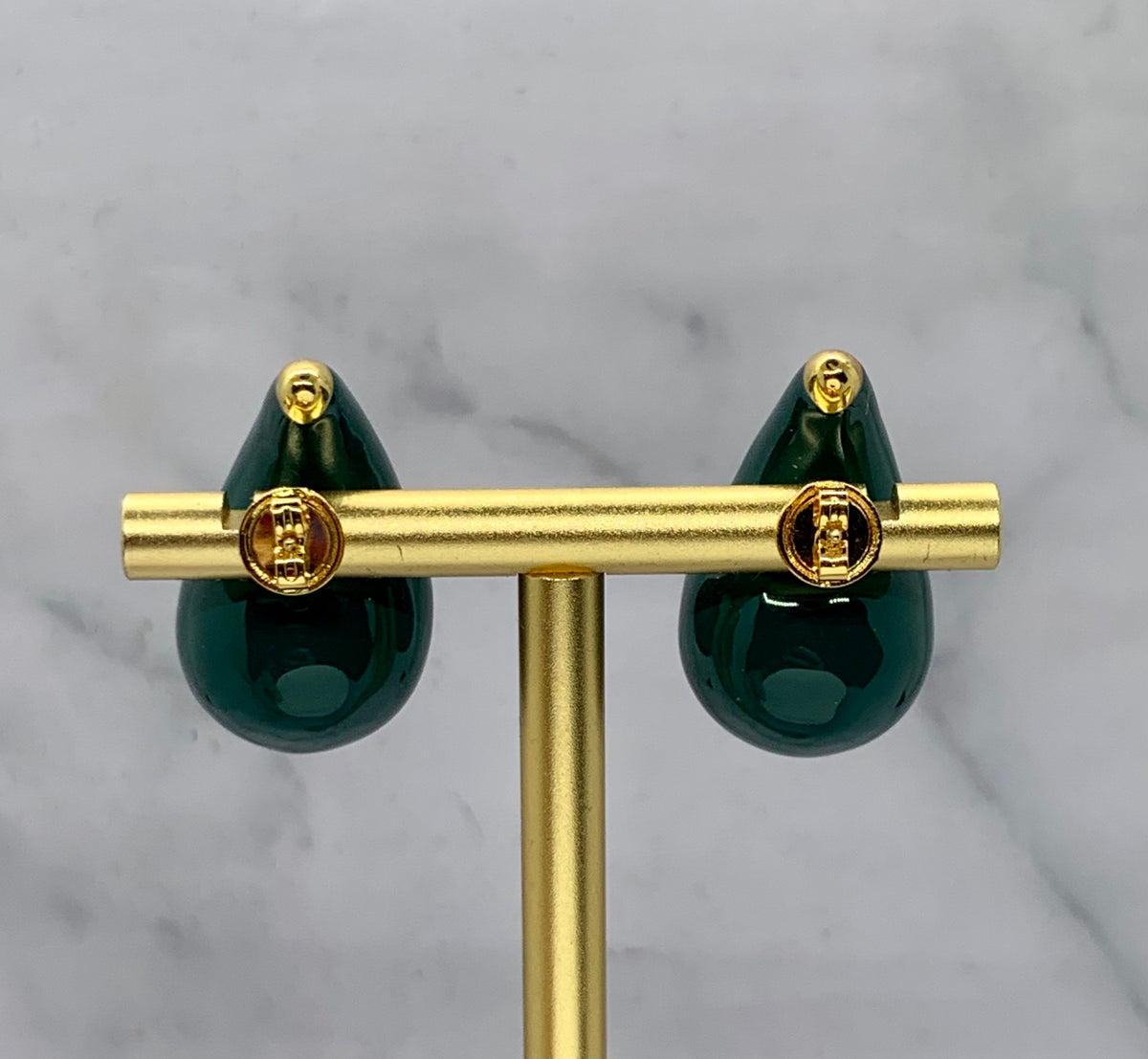 BOTTEGA VENETA Dark Green Tear Drop Earrings - Pre owned