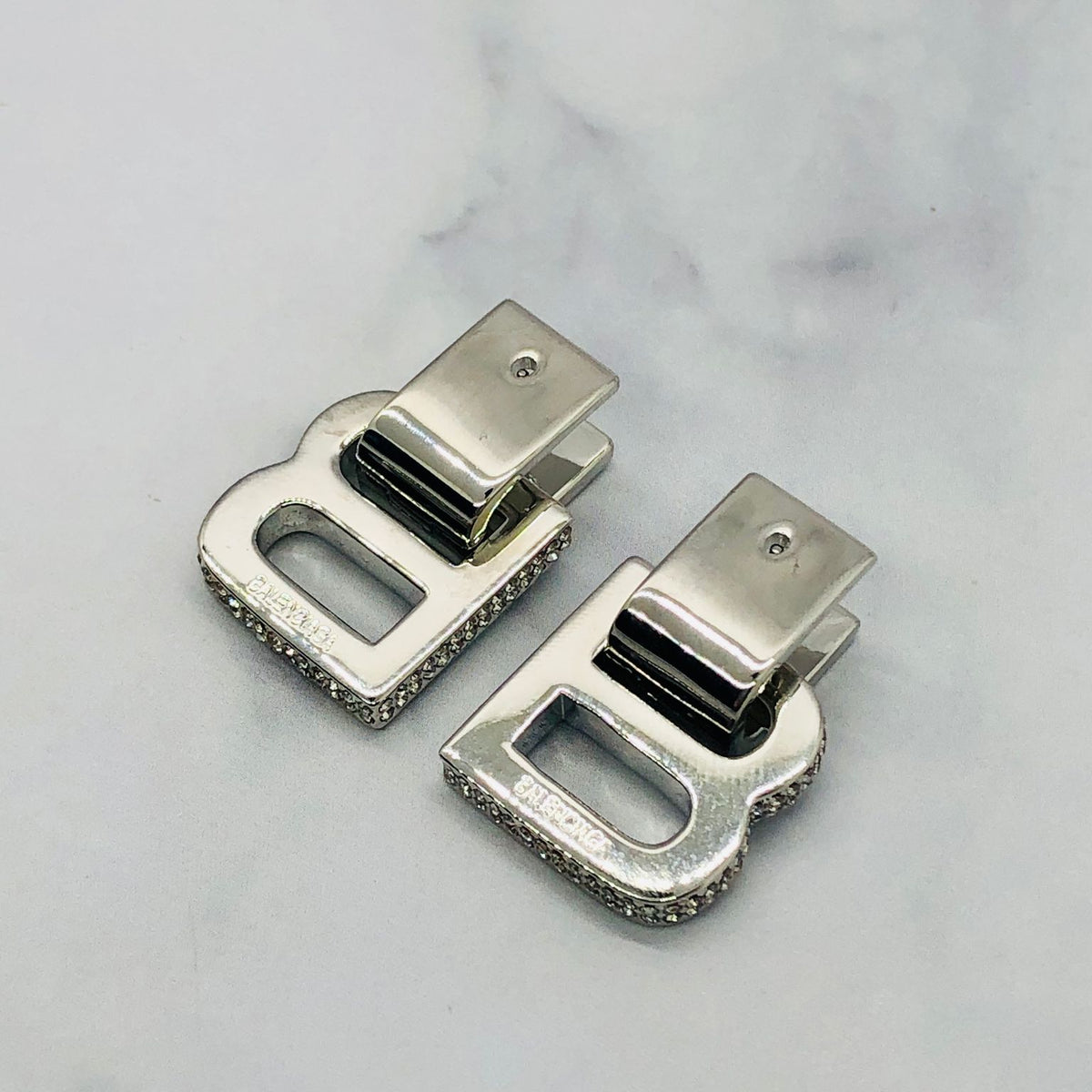 BALENCIAGA B Rhinestone Pendant Earrings - Pre owned