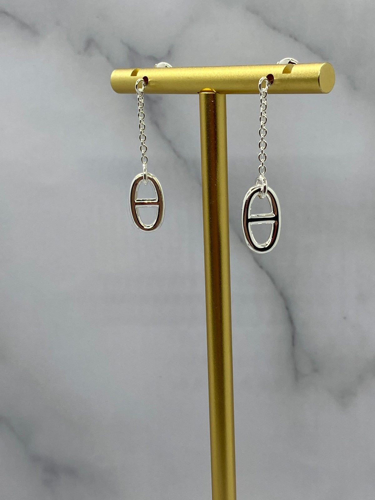 HERMES Silver Tone Pendant Earrings - Pre owned