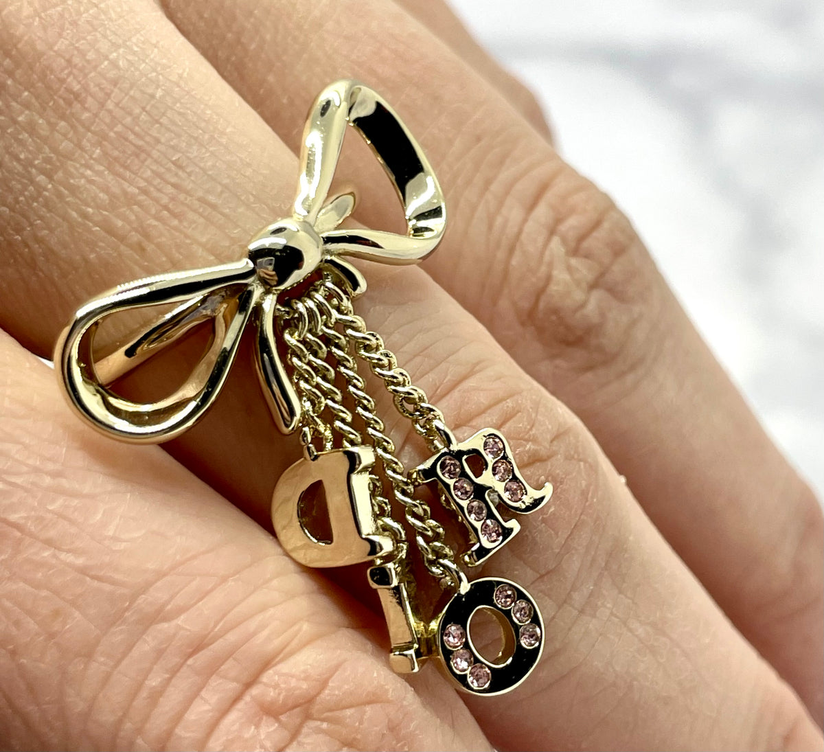CHRISTIAN DIOR Bow Charms Ring Size 7 - Pre owned