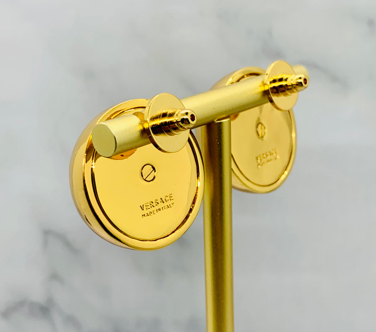 VERSACE Gold Tone Dome Earrings - Pre owned