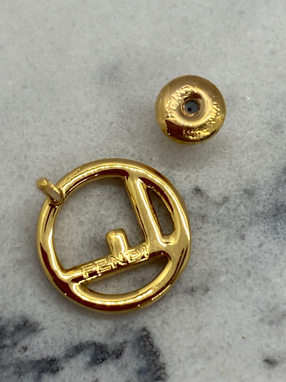 FENDI F Gold Rhinestone Small Earrings - Pre owned