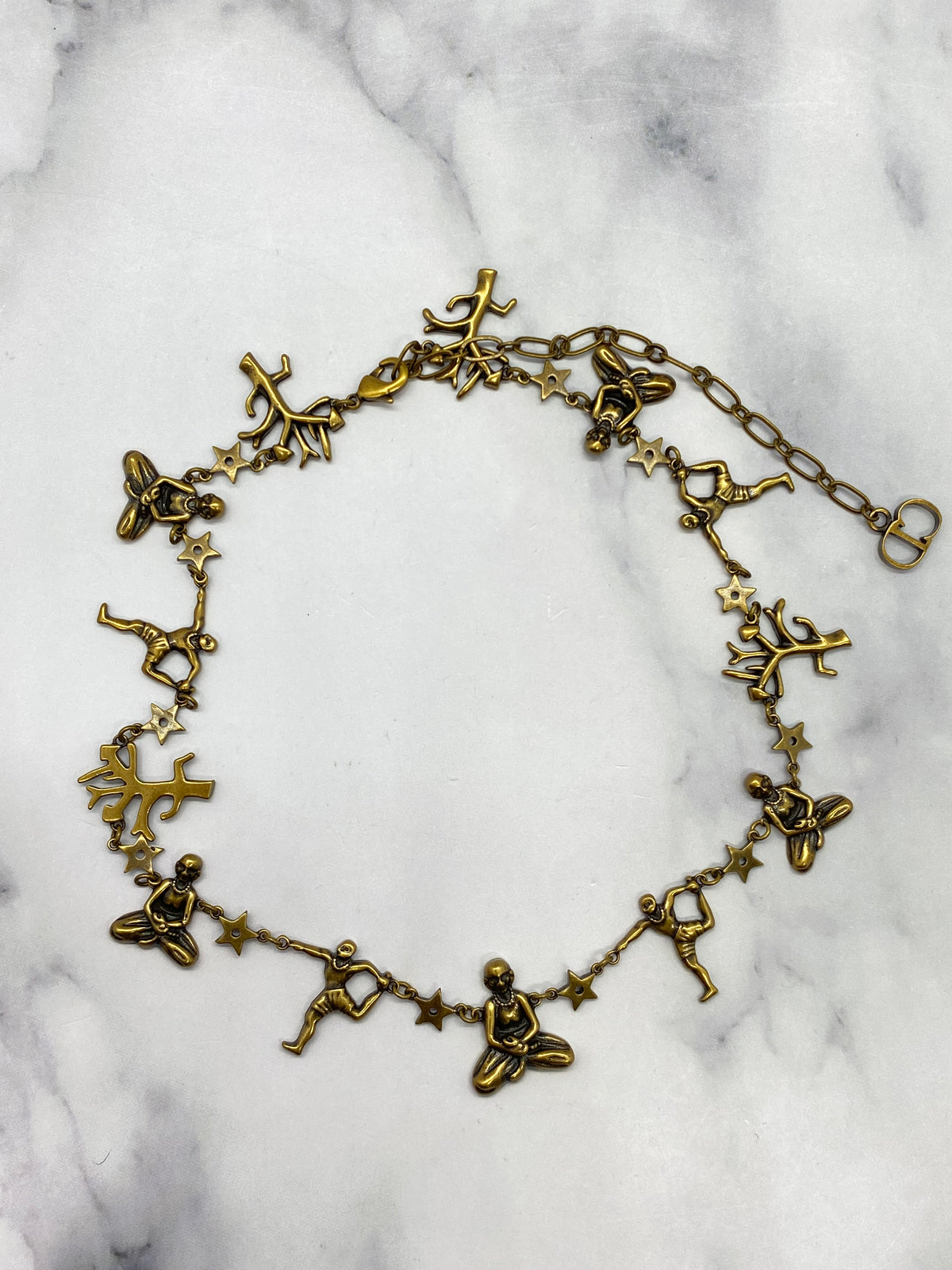 CHRISTIAN DIOR Brass Tone YOGA Necklace - Pre owned