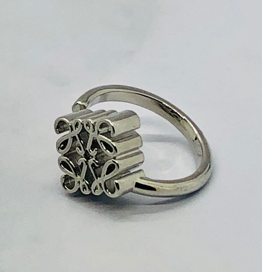 LOEWE Monogram Silver Tone Ring Size M7 - Pre owned