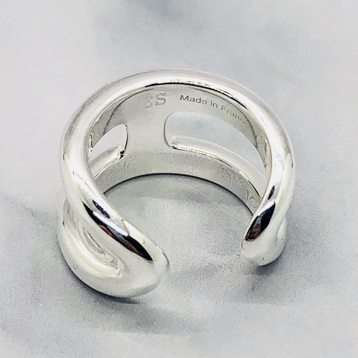HERMES Silver Tone Ring Size 7 M - Pre owned