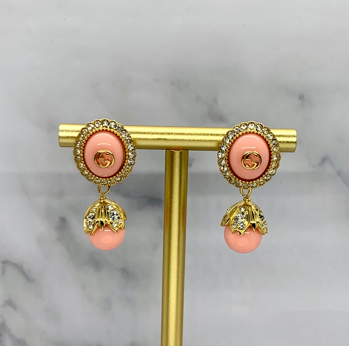 GUCCI GG Pink Pendant Earrings - Pre owned