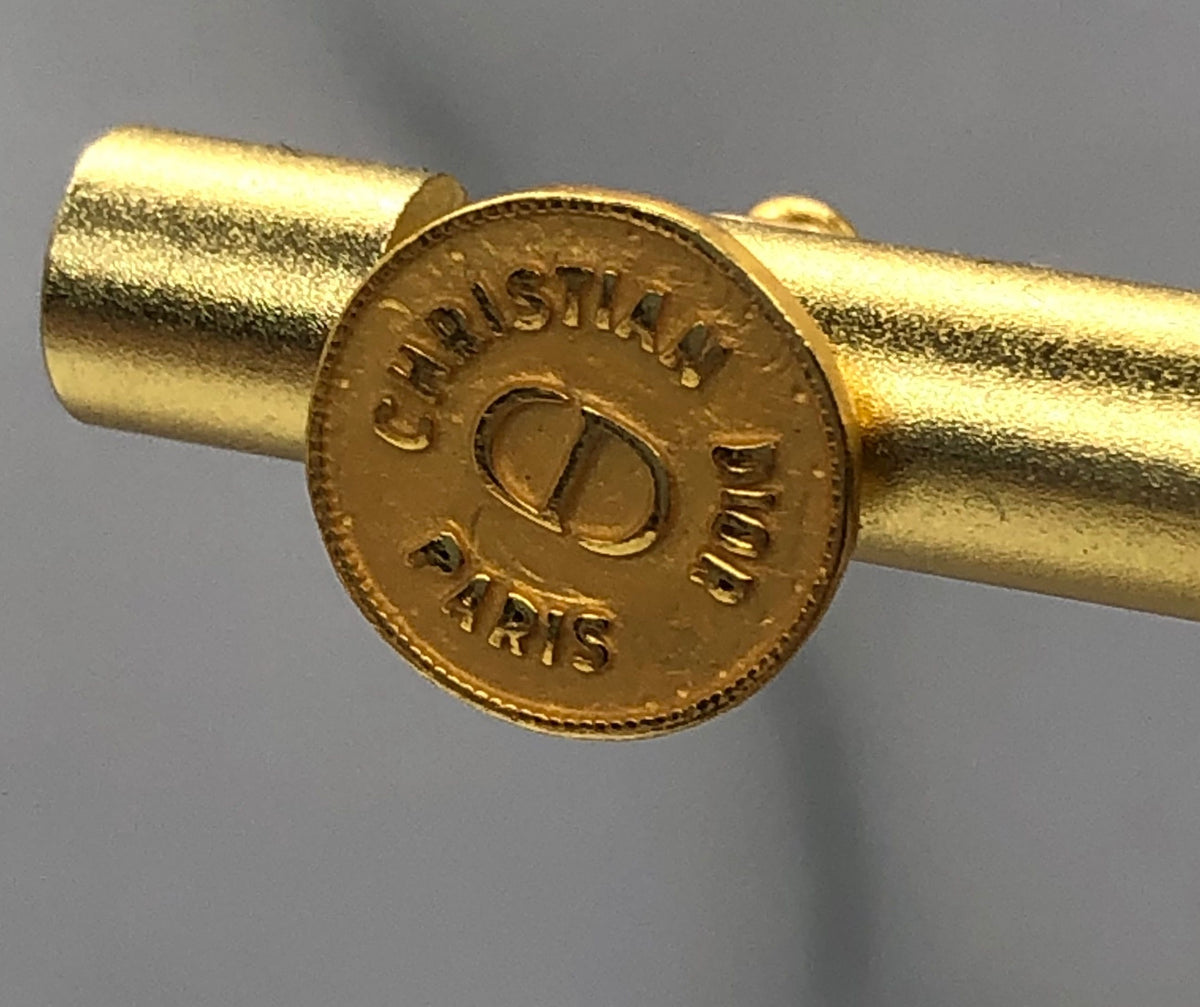 CHRISTIAN DIOR CD Gold Tone Coin Earrings - Pre owned