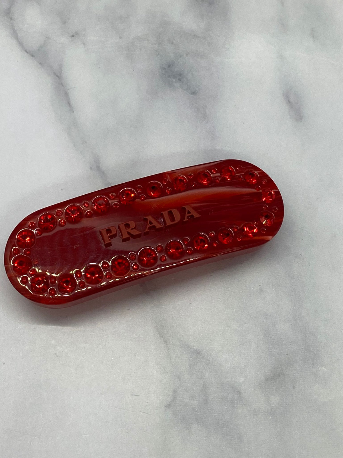 PRADA Ruby Rhinestone Hair Clip Barrette - Pre owned