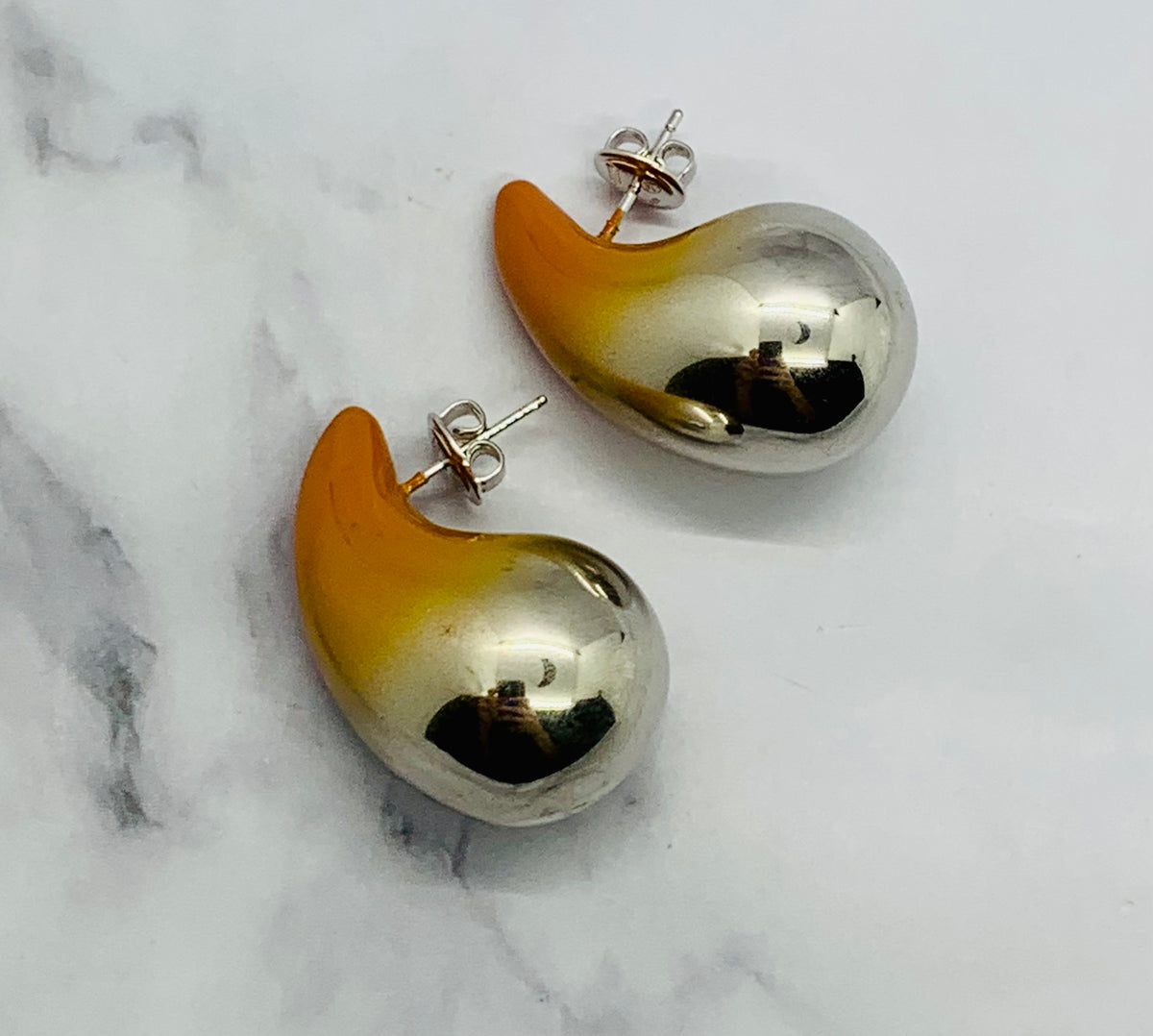 BOTTEGA VENETA Mustard Silver Ombre Drop Earrings - Pre owned