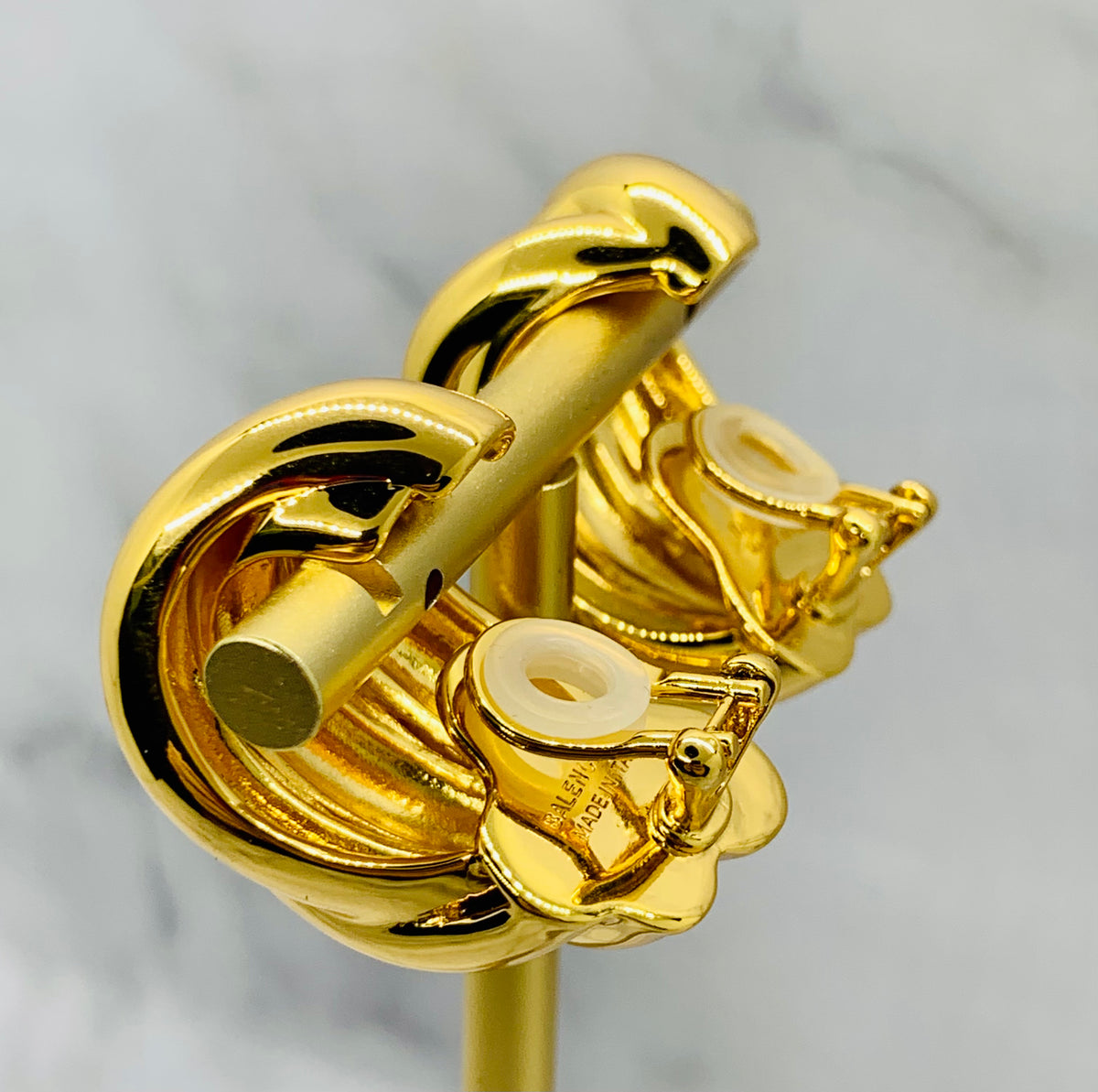 BALENCIAGA Gold Statement Clip On Earrings - Pre owned