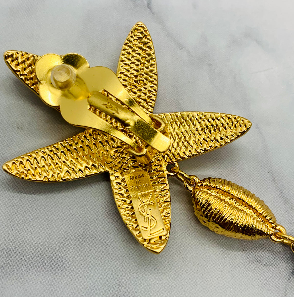 YSL YVES SAINT LAURENT Star Fish Pendant Earrings - Pre owned