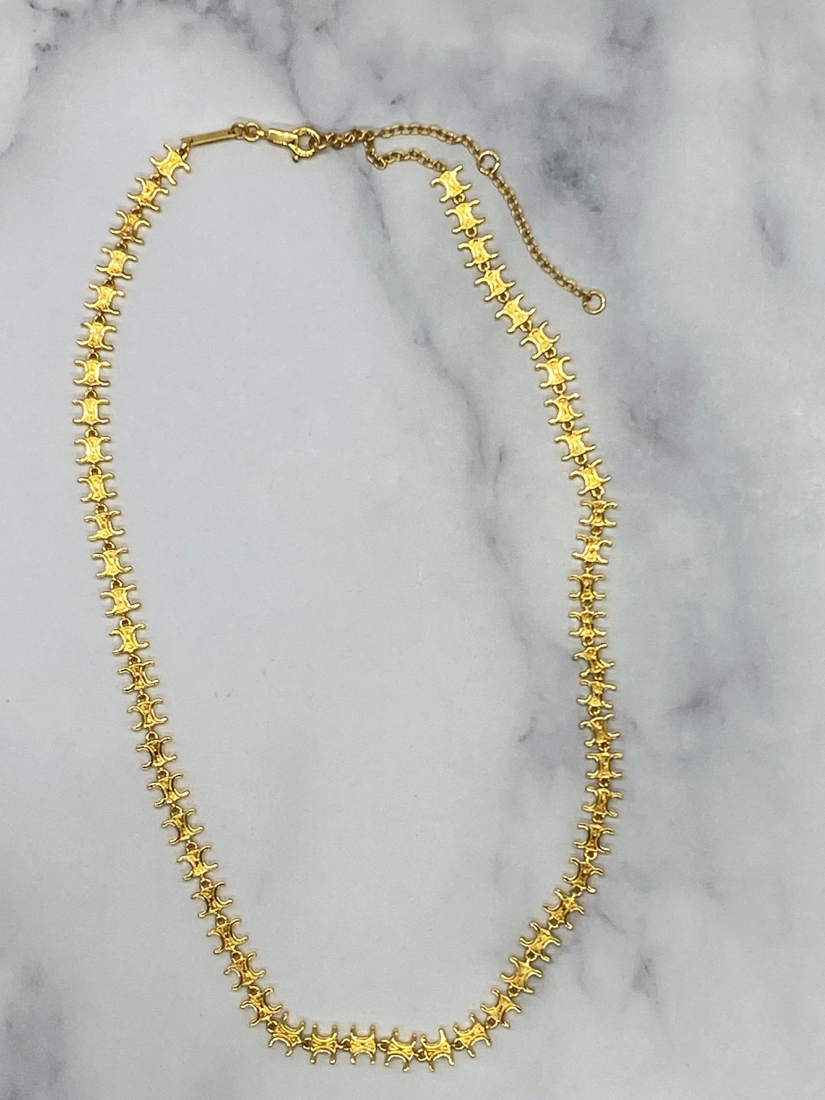 CELINE Gold Tone Monogram Chain Necklace - Pre owned