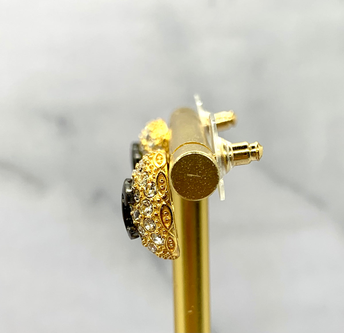 CHANEL CC Rhinestone Button Earrings - Pre owned