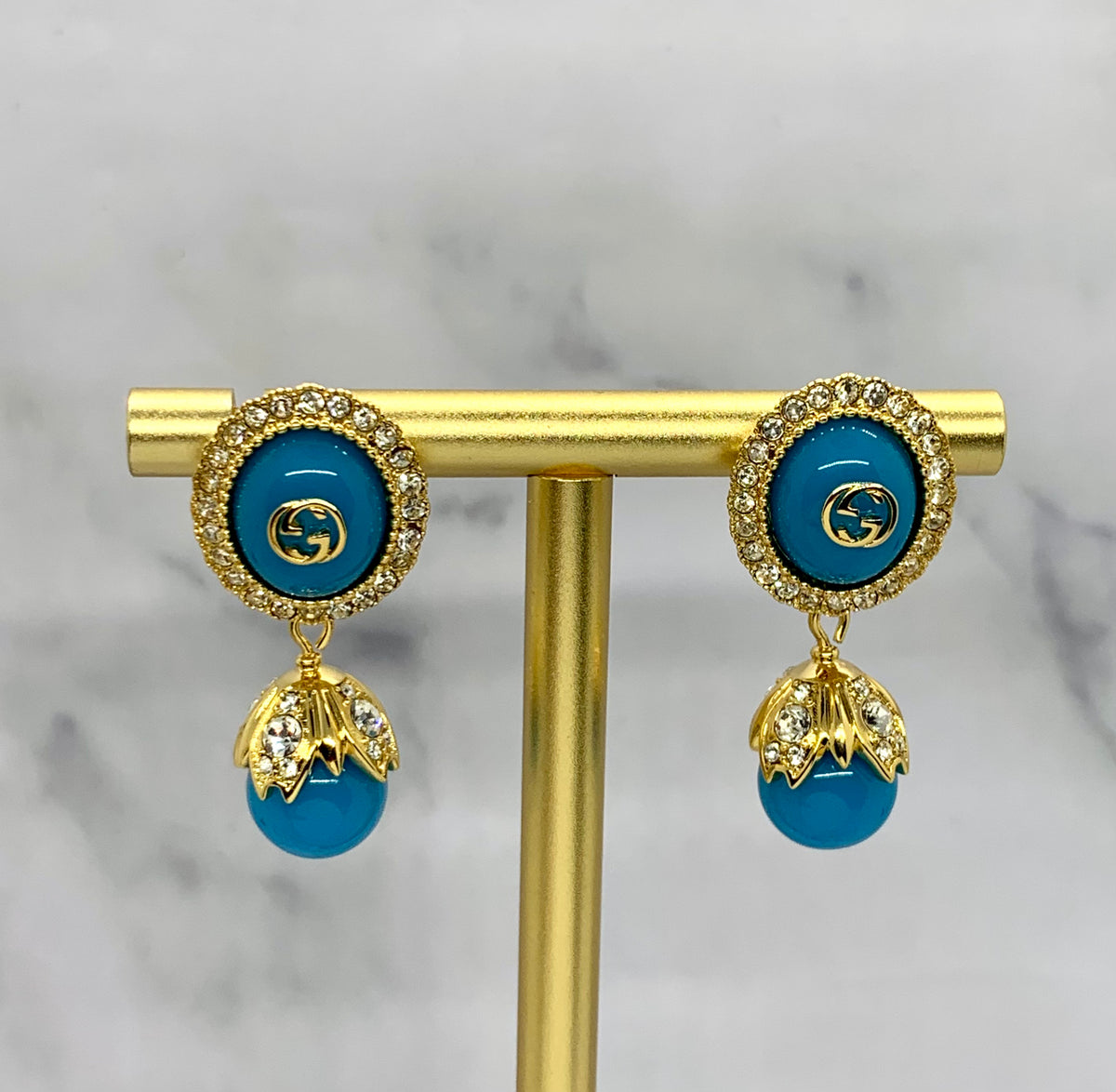 GUCCI GG Pink Pendant Earrings - Pre owned
