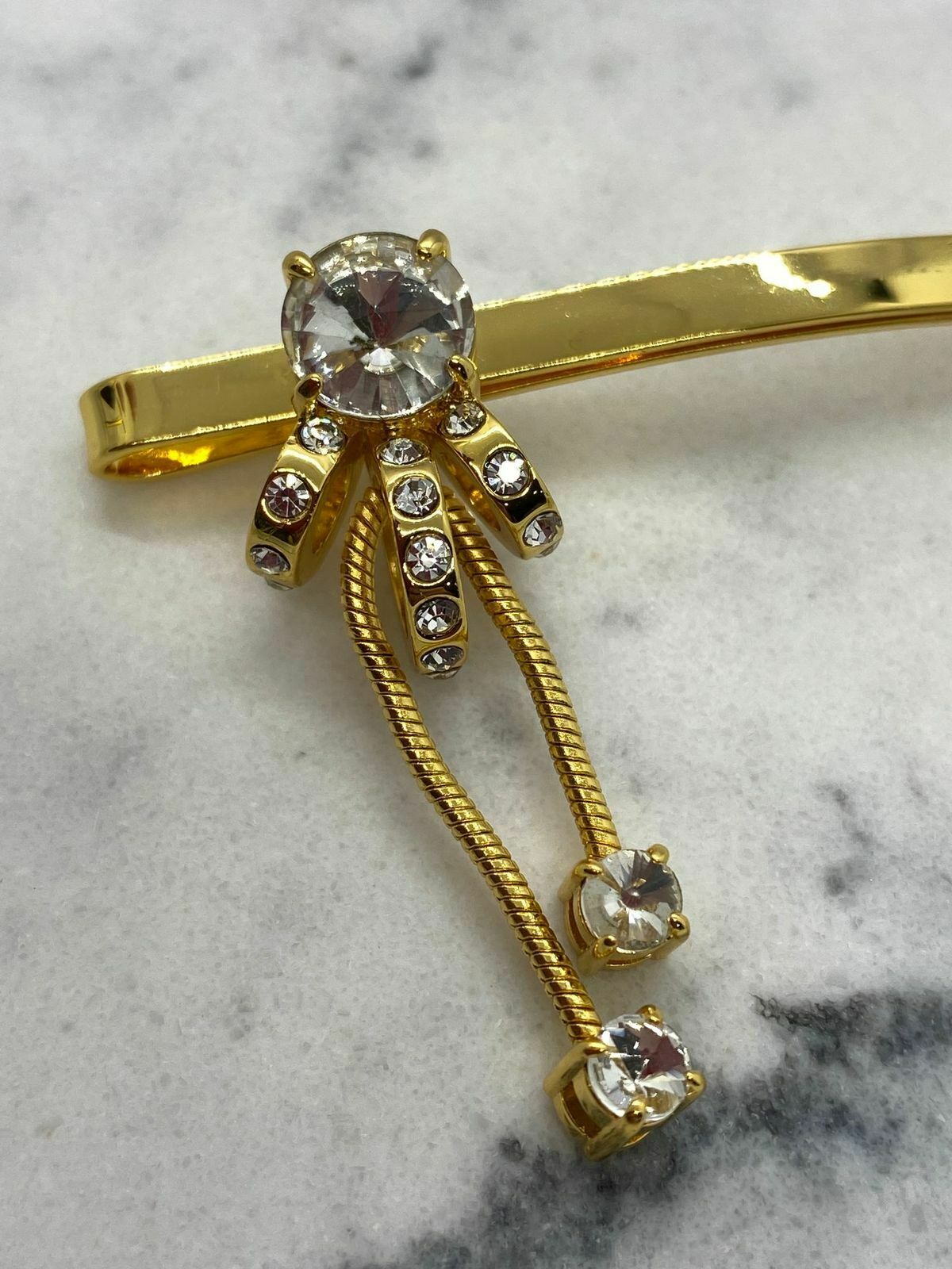 MIU MIU Gold Tone Rhinestone Charm Hair Clip - Pre owned