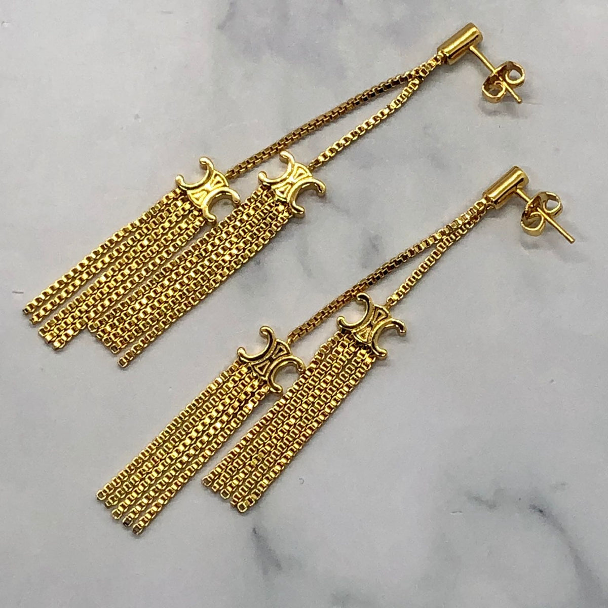 CELINE Monogram Tassel Earrings - Pre owned