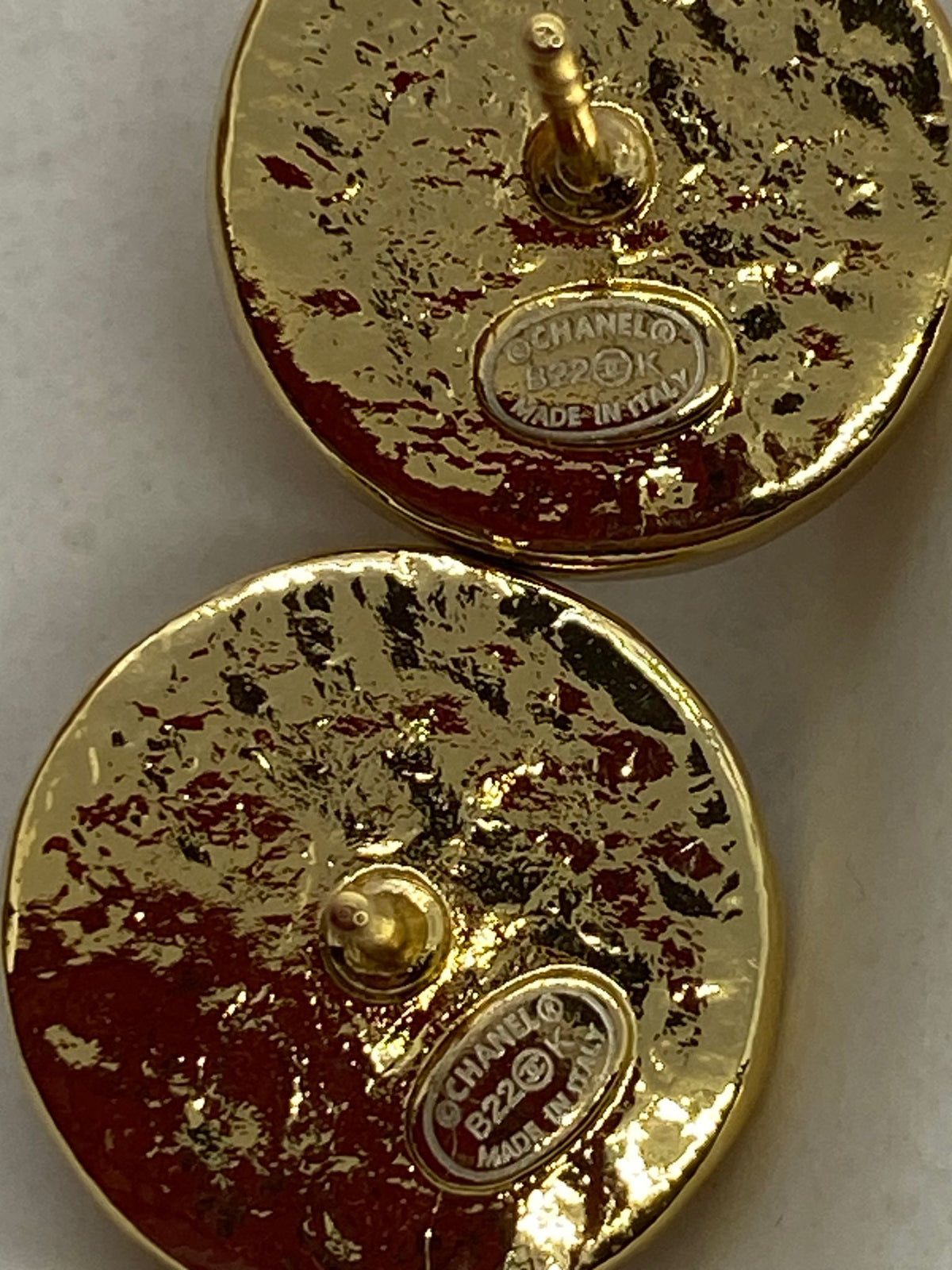 CHANEL CC Orange Enamel Earrings - Pre owned
