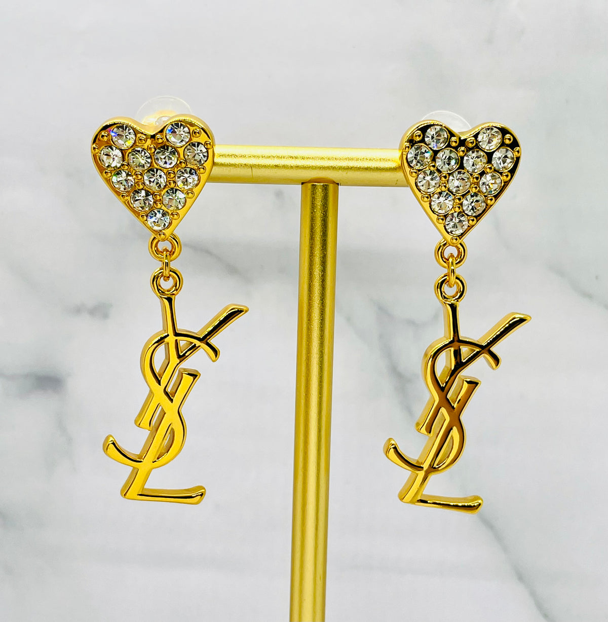 YSL YVES SAINT LAURENT Rhinestone Clip On Earrings - Pre owned