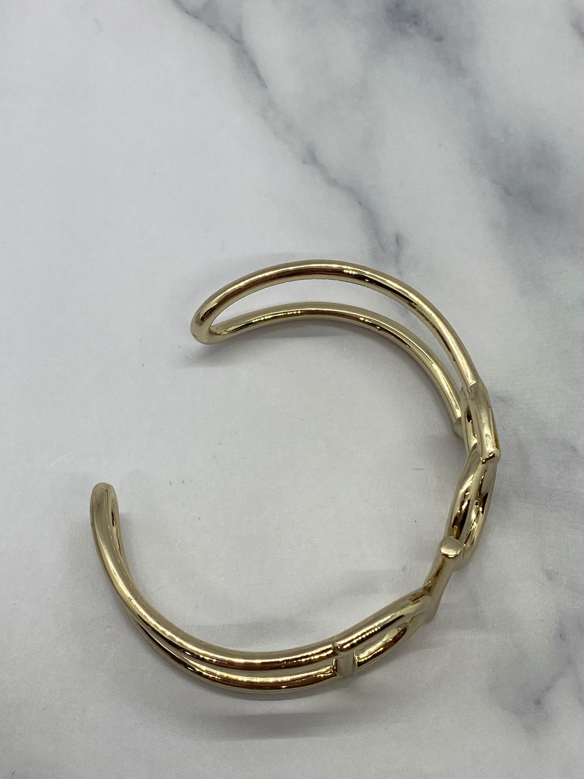CHRISTIAN DIOR Silver Tone Monogram Cuff Bracelet - Pre owned