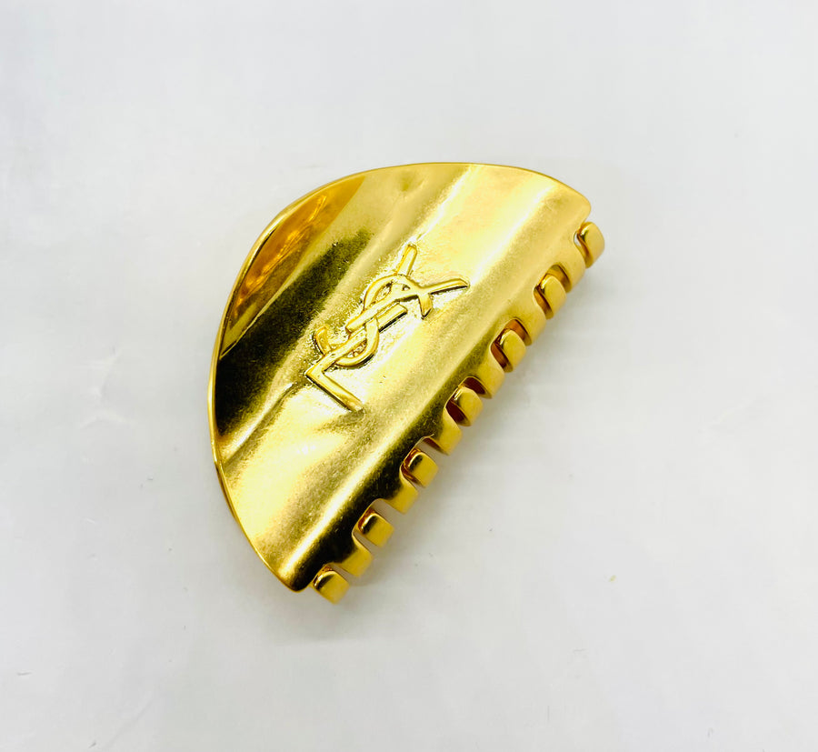 YSL YVES SAINT LAURENT Gold Tone Hair Clip - Pre owned