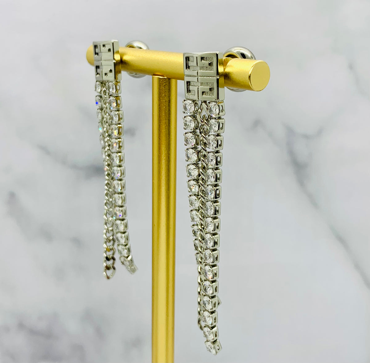 GIVENCHY Fringe Rhinestone Earrings - Pre owned