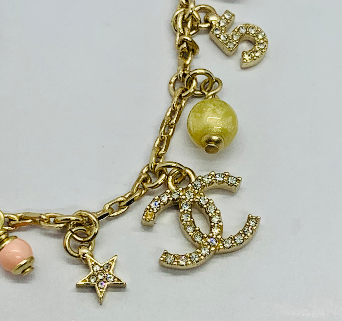 CHANEL CC Charm Rhinestone Bracelet - USED