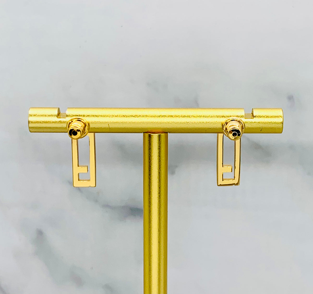 FENDI FF Gold Tone Pendant Earrings - Pre owned