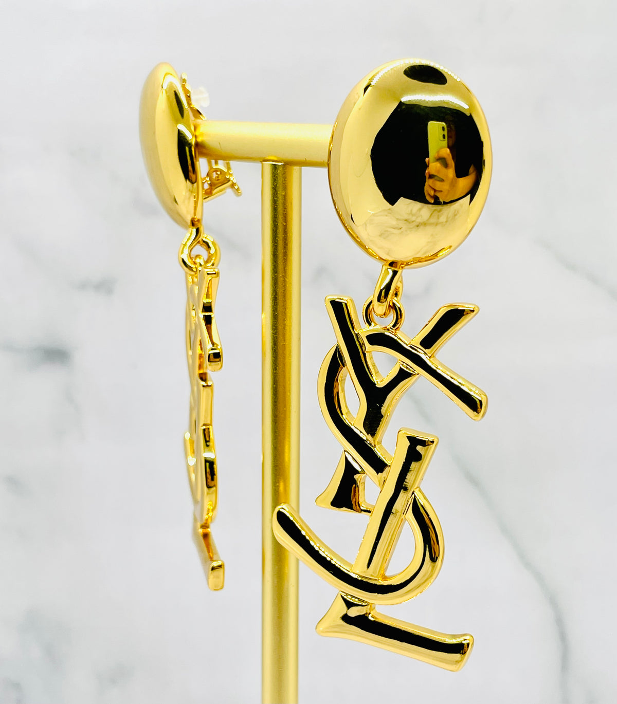 YSL YVES SAINT LAURENT Monogram Clip On Earrings - Pre owned