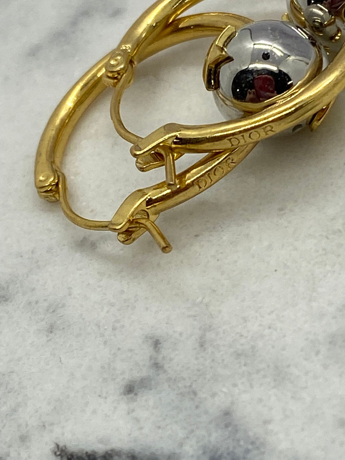 CHRISTIAN DIOR CD Gold & Silver Hoop Earrings - Pre owned