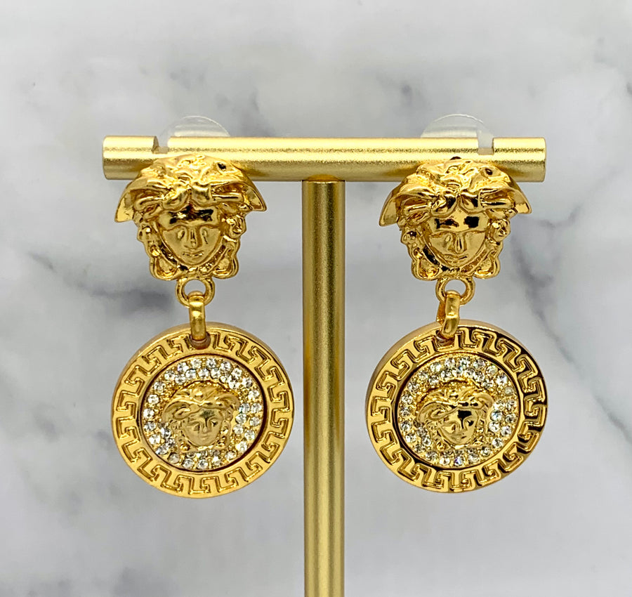 VERSACE Vintage Medusa Pendant Earrings - USED