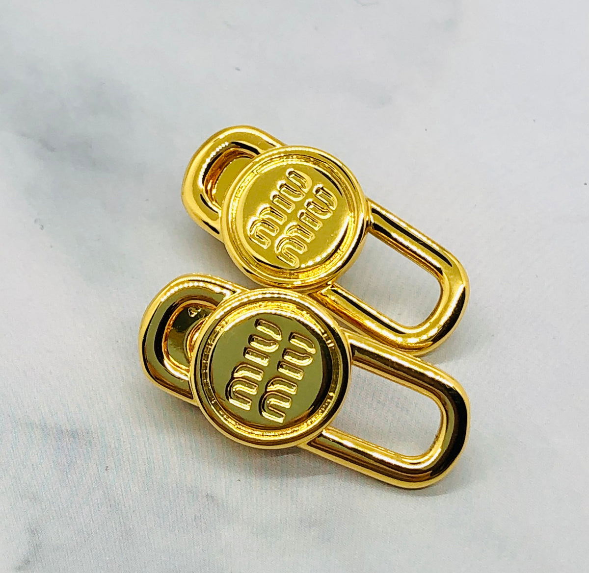 MIU MIU Gold Tone Pendant Earrings - Pre owned