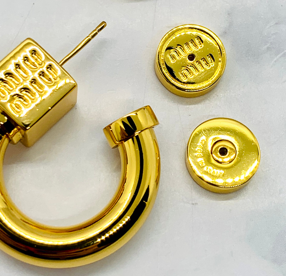 MIU MIU Gold Tone Hoop Earrings - Pre owned