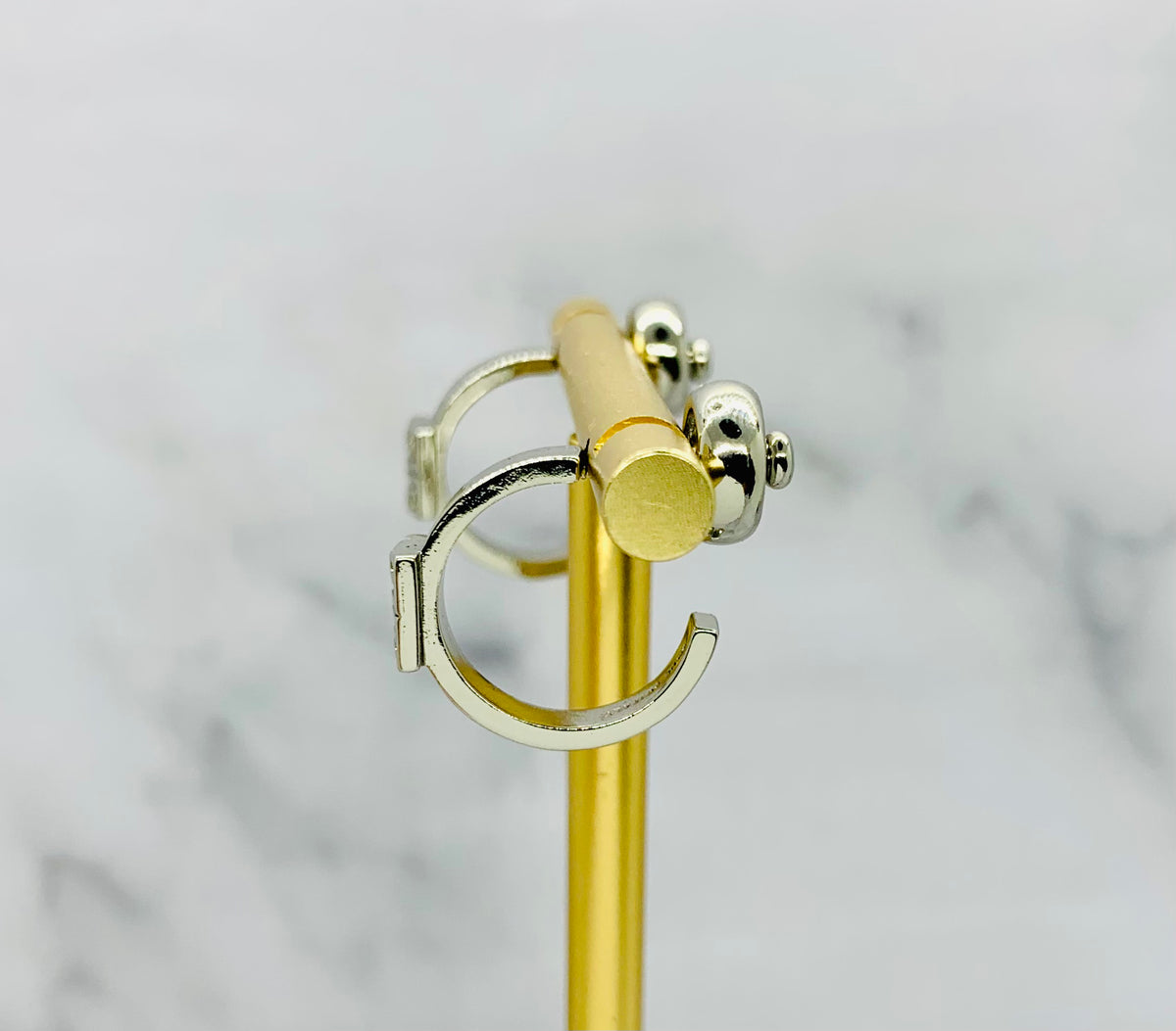 GIVENCHY Monogram Silver Tone Hoop Earrings - Pre owned
